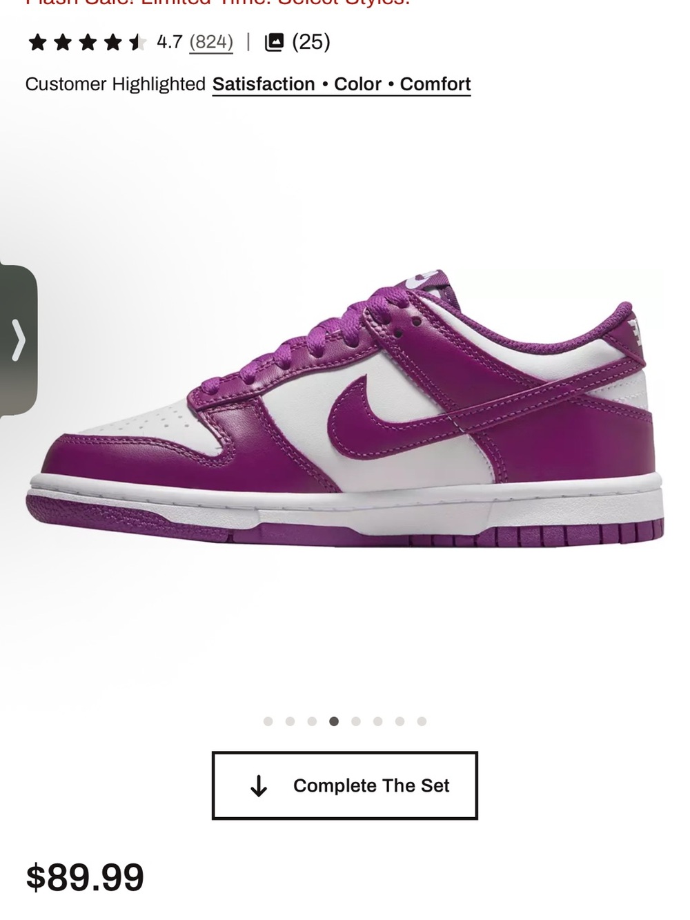 Nike Kids Purple and White Low-Top Sneaker